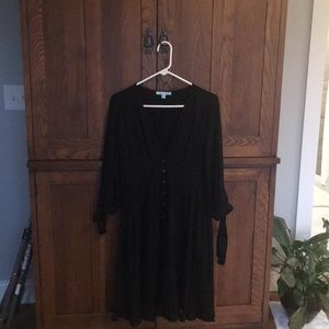 Little black dress boho peasant style 3/4 sleeve